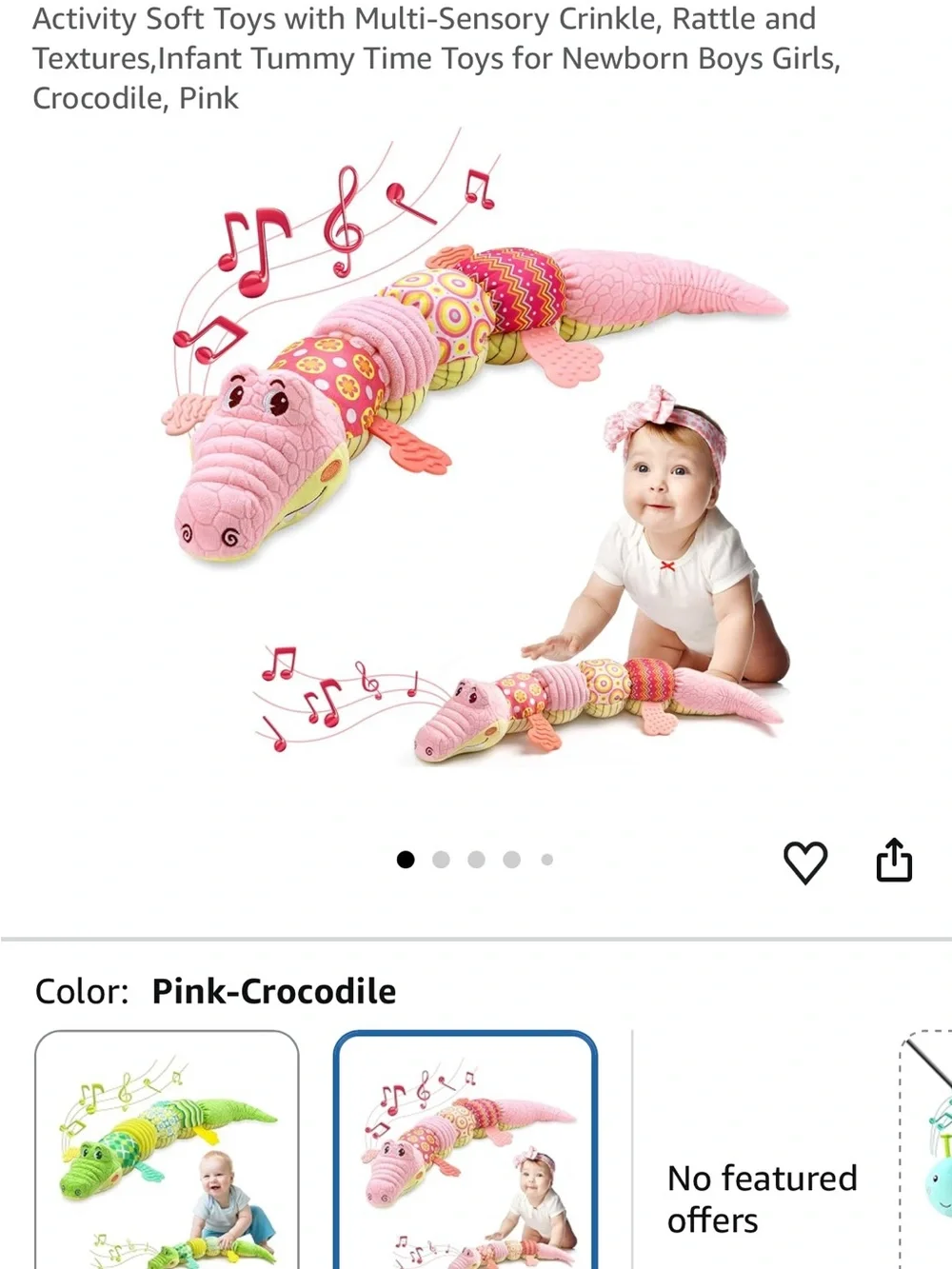 Awotoy Plush Pink Multi-Texture Learning Caterpillar Toy for Kids